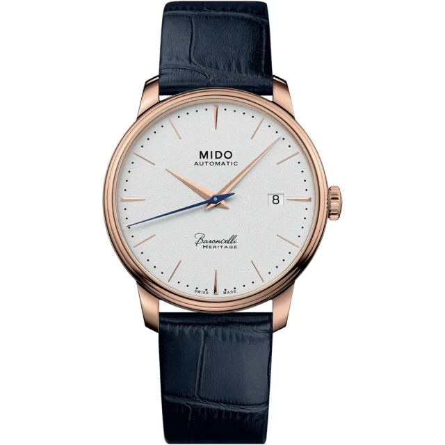 【MIDO 美度】官方授權 BARONCELLI 簡約超薄機械腕錶-白x黑39.5mm(M0274073626100)