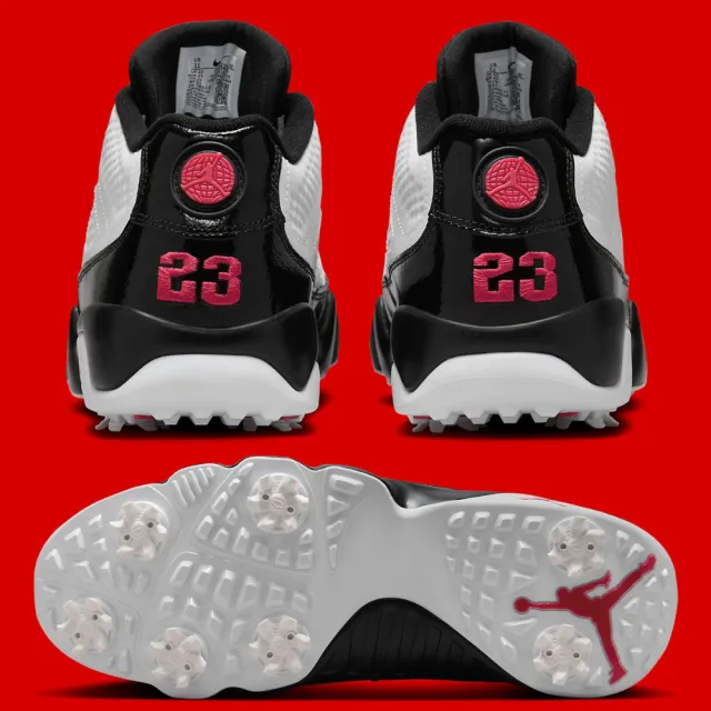 【NIKE 耐吉】休閒鞋 AIR JORDAN 9 GOLF TRUE RED 黑白紅 男款 FJ5934-100(高爾夫 高爾夫球鞋)