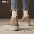 【J&H collection】舒適彈力鞋口厚底磨砂軟皮短靴(現+預 卡其色／棕色)
