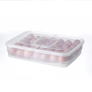 【寶盒百貨】2入34格可手提帶蓋雞蛋鴨蛋分格收納盒(冰箱用放雞蛋保鮮盒 可疊加透明保鮮盒 塑膠雞蛋格)