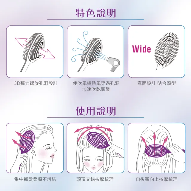 【Mapepe】不糾結超服貼順髮梳(紫)