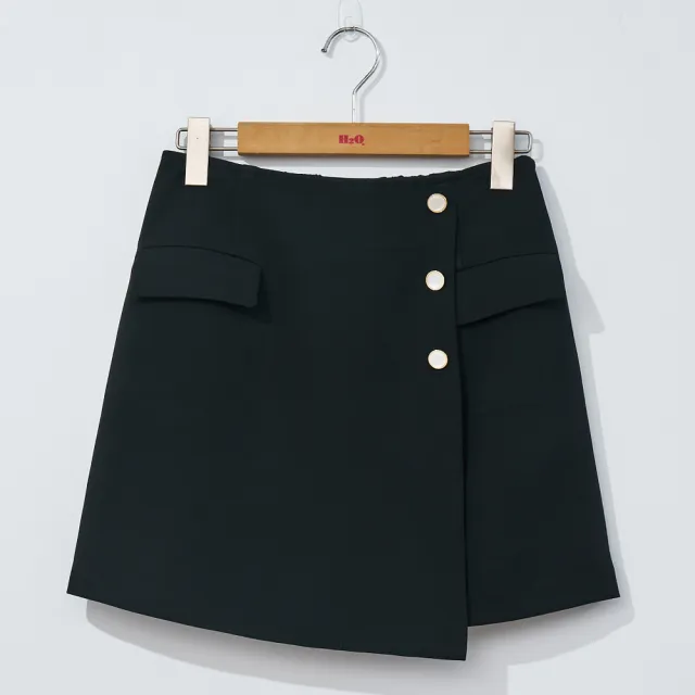 【H2O】不規則半身裙(#4672001 短裙 黑色/卡其色/綠色)