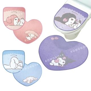 【小禮堂】Sanrio 三麗鷗 造型馬桶墊2入組 - 愛心款 酷洛米 美樂蒂 大耳狗(平輸品)