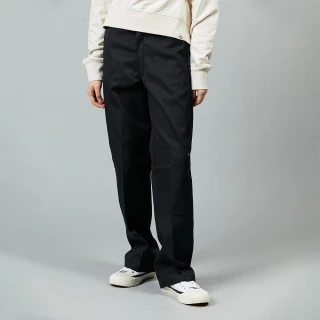 【Dickies】女款黑色經典斜紋材質雙膝設計舒適長褲｜DK012997BLK