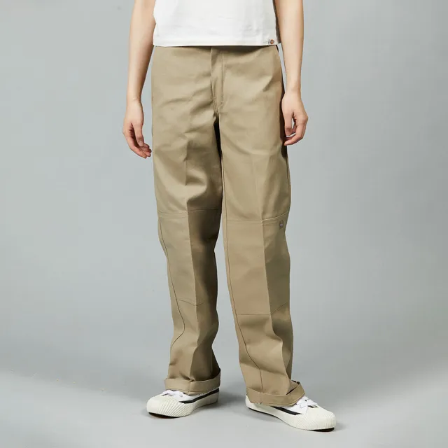 【Dickies】女款卡其色經典斜紋材質雙膝設計舒適長褲｜DK012997KHK