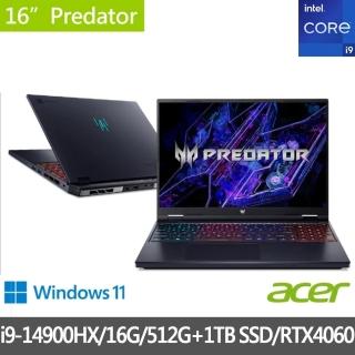 【Acer 宏碁】特仕版 16吋電競筆電(Predator/PHN16-72-99HX/i9-14900HX/16G/512G+1TB SSD/RTX4060/Win11)