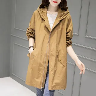 【ONEY 歐妮】★簡約清透薄款防曬風衣外套4色(M4XL/風衣/連帽外套/長版外套/防曬/)