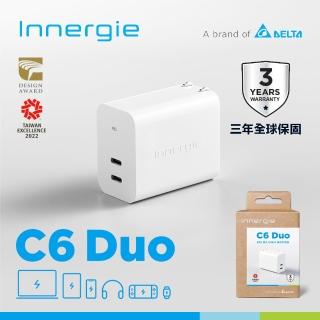 【Innergie】C6 Duo 63瓦 USB-C 雙孔萬用充電器 摺疊版(ADP-63AW BTA-1)