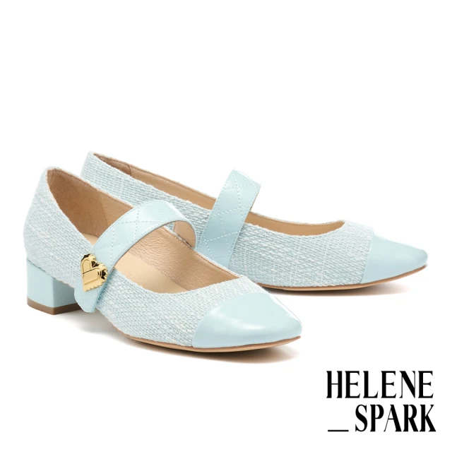 HELENE_SPARK 氣質愛心寬帶瑪莉珍低跟鞋(藍)