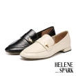 【HELENE_SPARK】時尚菱形釦牛油皮樂福低跟鞋(黑)