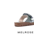 【MELROSE】美樂斯 質感花朵造型全真皮夾腳厚底拖鞋(藍)