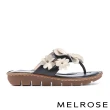 【MELROSE】美樂斯 綻放立體花朵造型全真皮夾腳厚底拖鞋(黑)