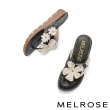 【MELROSE】美樂斯 綻放立體花朵造型全真皮夾腳厚底拖鞋(黑)