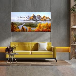 【御畫房】金山銀山 國家一級畫師手繪油畫60×120cm(VF-62)