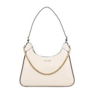 【Michael Kors】WILMA金字皮革掛鍊肩背包(中/白)