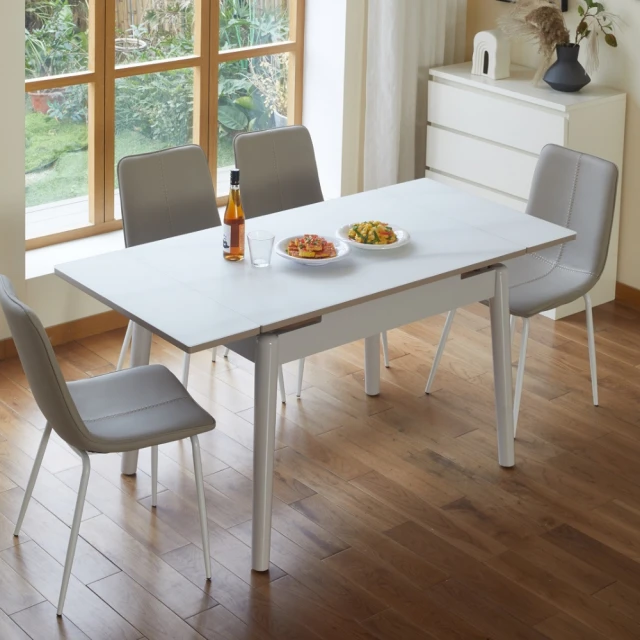 MUNA 家居 M-01-5型4.6尺白亮岩板餐桌/不含椅(