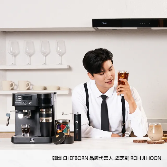 【CHEFBORN韓國天廚】Esto多功能半自動義式咖啡機+ELBEAN電動磨豆機(義式/美式2in1)