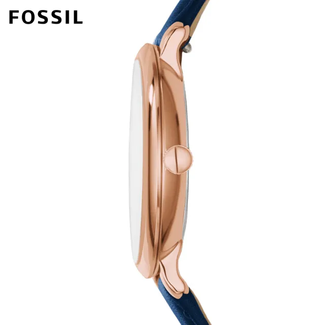 【FOSSIL】Jacqueline 藍色經典皮革指針女錶 手錶 36mm ES3843