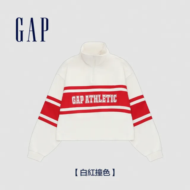 【GAP】女裝 Logo印花翻領長袖上衣-多色可選(405064)