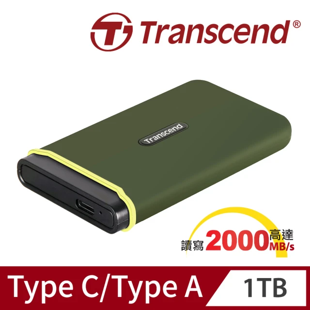 【Transcend 創見】ESD380C 1TB USB3.2/Type C 雙介面外接SSD固態硬碟-橄欖綠(TS1TESD380C)