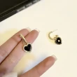 【SECRET BOX】韓國設計S925銀針閃耀美鑽鑲嵌愛心造型C圈耳環(S925銀針耳環 美鑽耳環 C圈耳環)