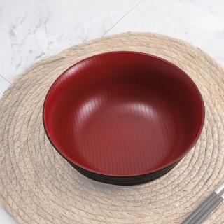 日本製可微波木紋紅黑丼碗-18cm-1200ml-3入(碗)