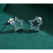 【925 STARS】純銀925微鑲綠松石縷空星星造型耳環(純銀925耳環 綠松石耳環 縷空耳環)
