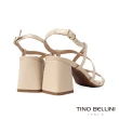 【TINO BELLINI 貝里尼】巴西進口全真皮雙交叉細帶高跟涼鞋FSLV006(米白)