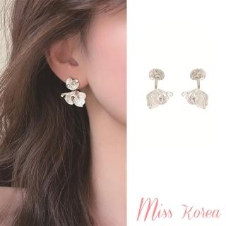 【MISS KOREA】韓國設計高階感不規則花苞珍珠耳環(不規則耳環 花苞耳環 珍珠耳環)