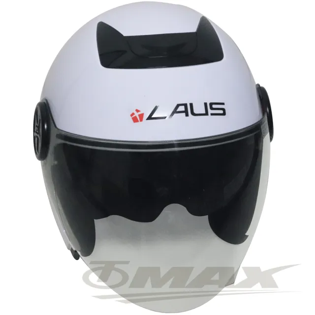 LAUS雙鏡片半罩大頭機車安全帽CA313-白色(贈6入免洗內襯套)