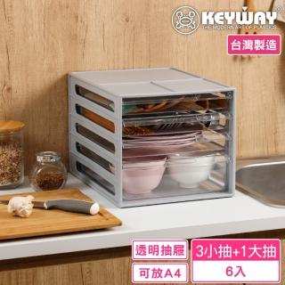 【KEYWAY 聯府】羅馬尼1大3小抽公文櫃-6入(A4檔案收納 抽屜櫃 資料櫃 MIT臺灣製造)