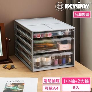 【KEYWAY 聯府】羅馬尼2大1小抽公文櫃-6入(A4檔案收納 抽屜櫃 資料櫃 MIT臺灣製造)