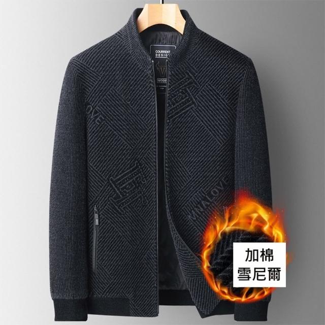 【米蘭精品】現貨+預購 舖棉外套休閒夾克(雪尼爾加厚免燙立領男外套2色74gr79)