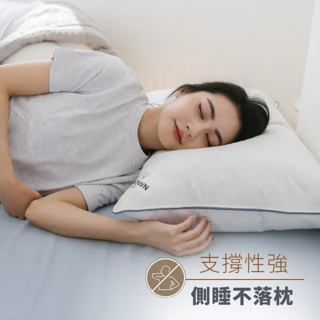 iDOWN BEDDING】灰條舒適羽毛枕2入組(屬於中低枕、躺起來硬實感