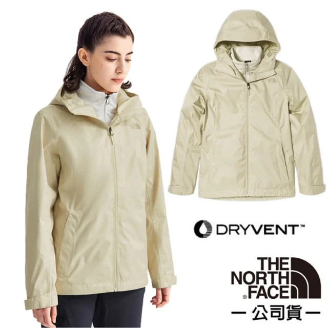 The North Face 女 ARROWOOD 兩件式防水排濕耐磨登山健行連帽外套_亞洲版型/夾克(7WAI-696 米白 N)