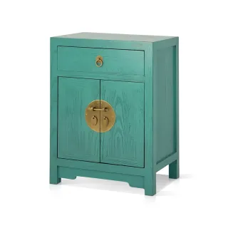 【潮傢俬】頤和榆木雙門單抽櫃-幅45cm-風化藍綠