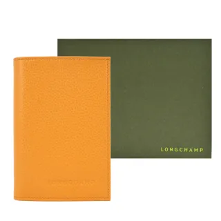 【LONGCHAMP】LE FOULONNE系列牛皮護照夾(杏黃)