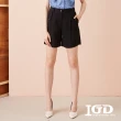 【IGD 英格麗】速達-網路獨賣款-簡約純色打褶短褲(黑色)