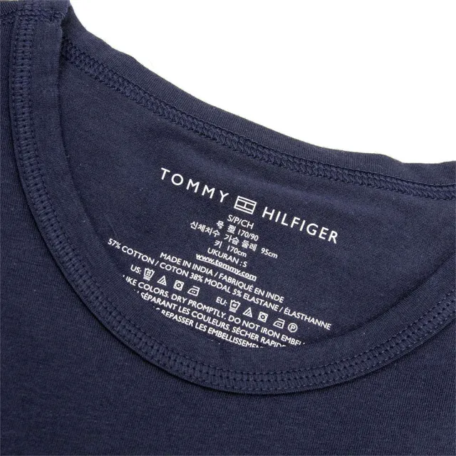 【Tommy Hilfiger】TOMMY 經典印刷文字機能排汗透氣素面短袖T恤 上衣-深藍色(平輸品)