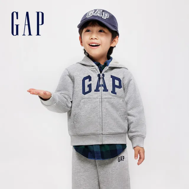 【GAP】幼童裝 Logo連帽外套-灰色(890199)