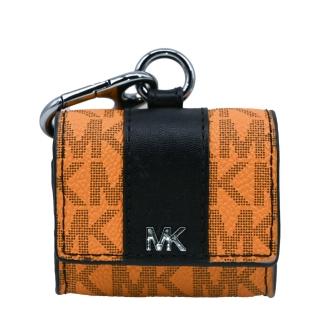 【Michael Kors】GIFTING橘黃色滿版LOGO造型背包吊飾/鑰匙圈/AIR PODS收納(附贈禮盒/掛繩)