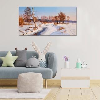 【御畫房】雪鄉 國家一級畫師手繪油畫60×120cm(VF-129)