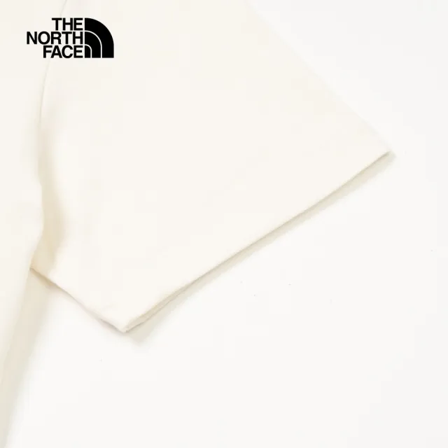 【The North Face 官方旗艦】北面女款米白色純棉三色品牌LOGO短袖T恤｜88G8QLI