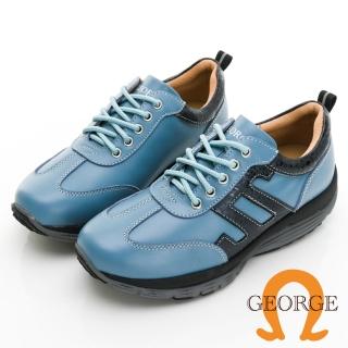 【GEORGE 喬治皮鞋】舒適厚底真皮氣墊鞋 -藍 334010HK98