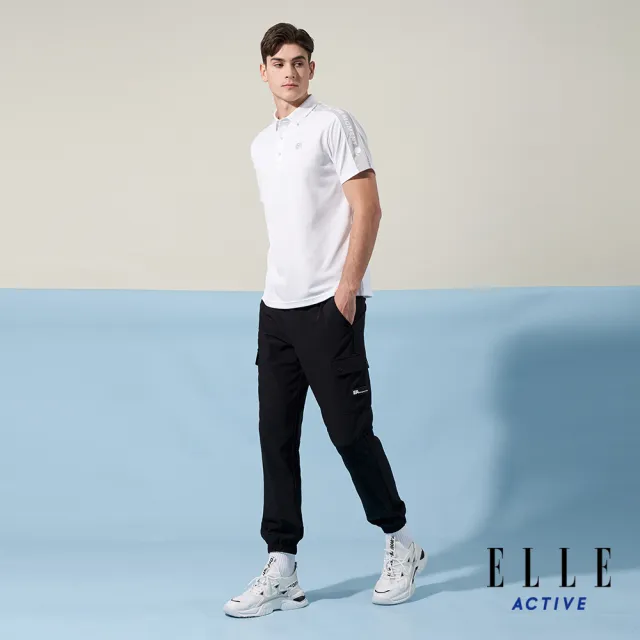 【ELLE ACTIVE】男款 休閒拼接短袖POLO衫-白色(EA24M2M1103#90)