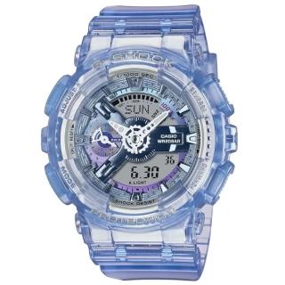 【CASIO 卡西歐】G-SHOCK 未來科幻 虛擬世界雙顯錶款 半透明藍 GMA-S110VW-6A 45.9mm