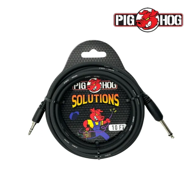 【PIG HOG】PX-35T4M 3.5mm TRS 轉 6.3mm Mono 轉接線 10英尺／終身保固(音源線 喇叭線 線材 導線)