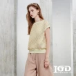 【IGD 英格麗】速達-網路獨賣款-波點植絨細褶雪紡上衣(黃色)