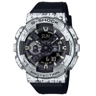【CASIO 卡西歐】G-SHOCK 油漬搖滾 頹廢風格潮流 多功能電子腕錶 黑 GM-110GC-1A 48.8mm