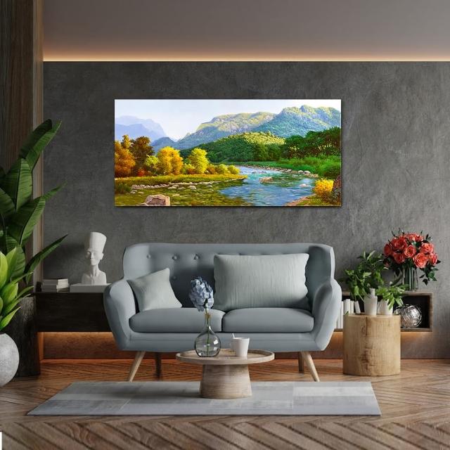【御畫房】春水溪流 國家一級畫師手繪油畫60×120cm(VF-113)